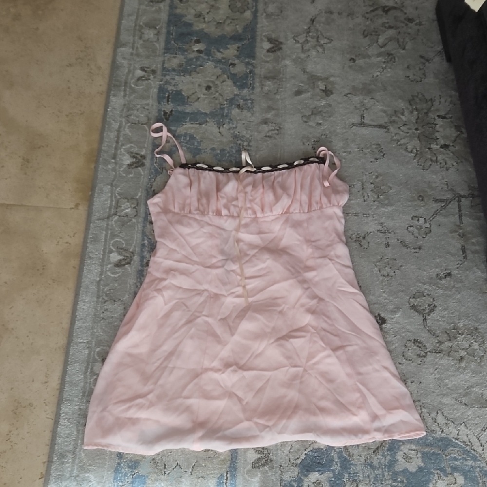 More To Come Pink Sleeveless Dress with Black Trim